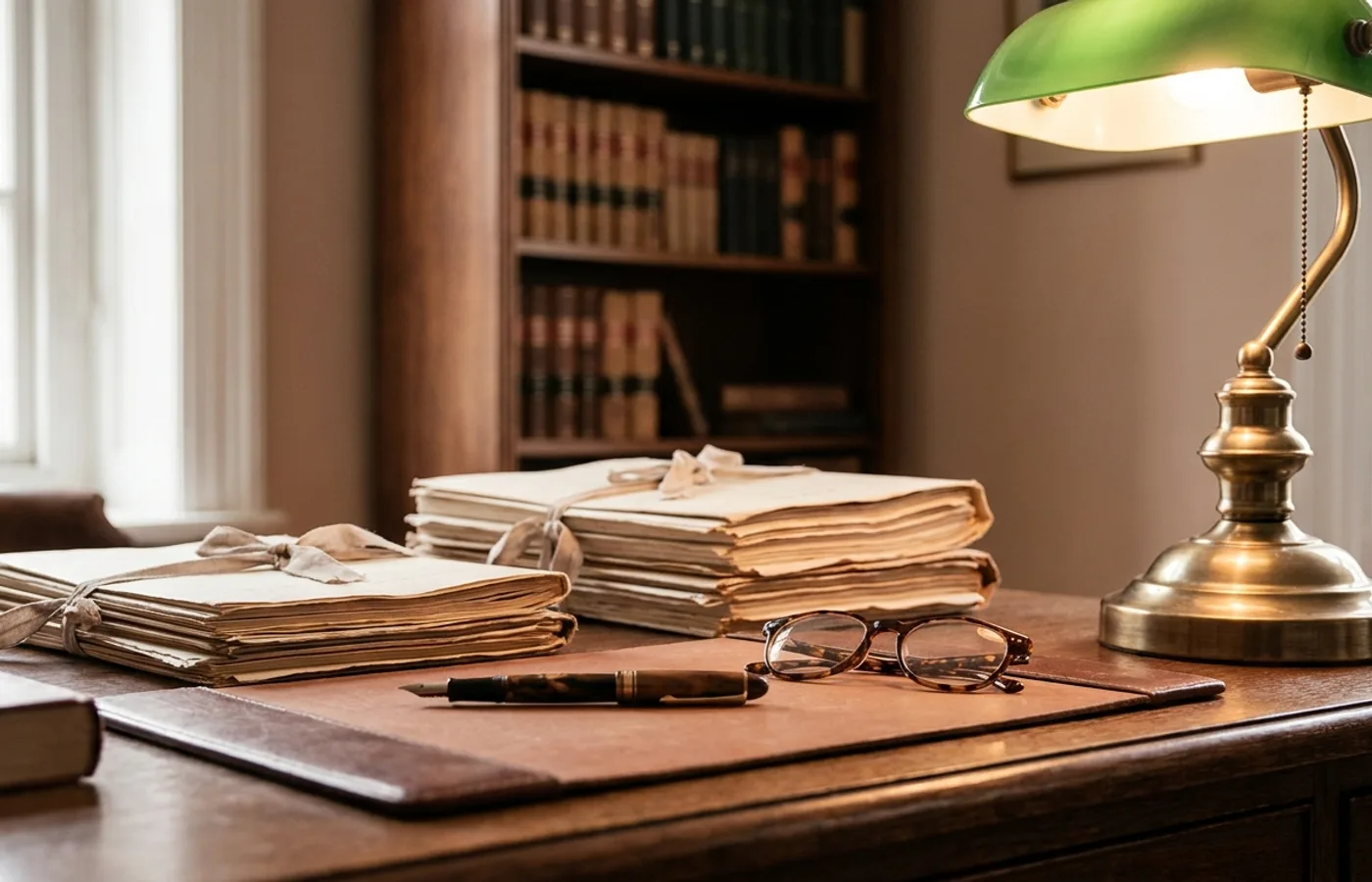 Mesa de trabajo del despacho con expedientes